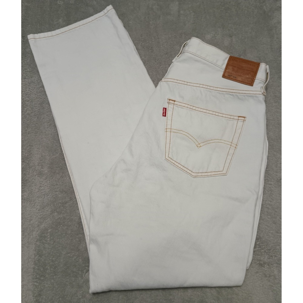 Levi's 501 Straight Leg Jeans, Big E Tag W31 L32 Measures 34×31 Cream Button Fly